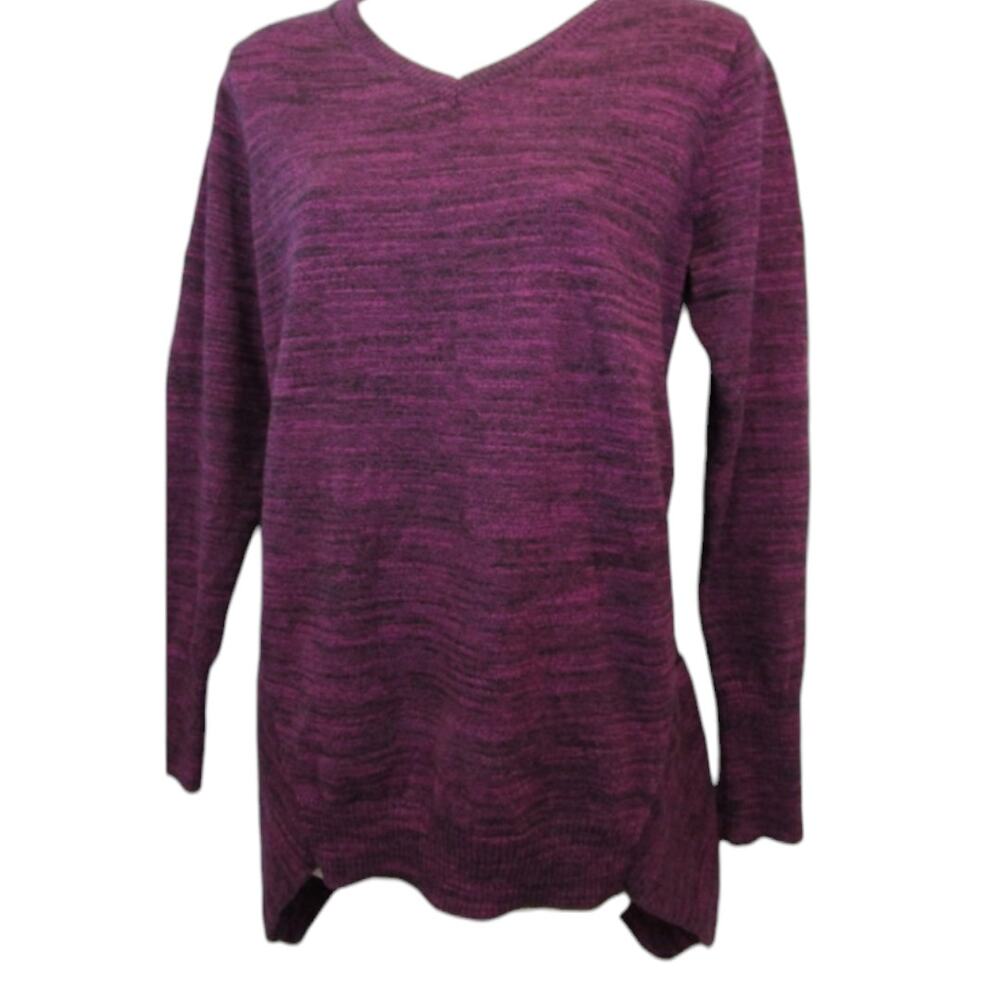Logo Lori Goldstein Shark Bite Purple Marled Sweater Size Medium